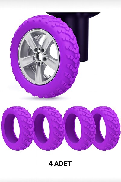 DefneAtes 4 Adet Mor Silikon Bavul Tekerleği Kılıfı Sessiz Koruyucu Ofis Sand...