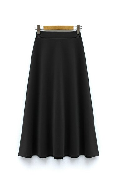 miss ledonna Women's Puff Scuba Black Hijab Flared Skirt