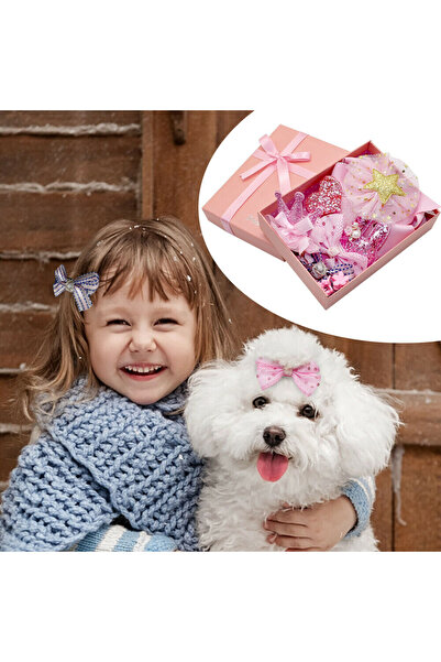 SSMEDIA Set 10 buc fundițe și accesorii de păr pentru pisici, câini mici/cățe...