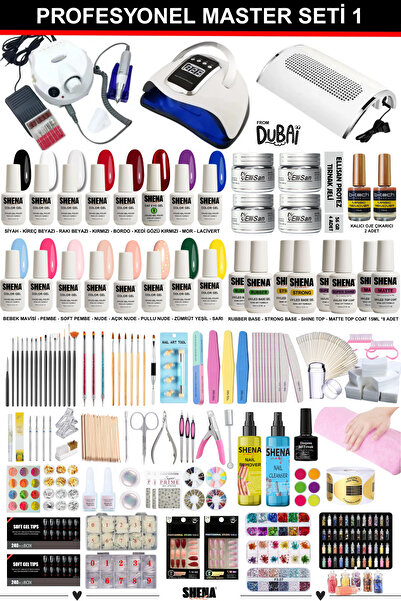 Shena Kalıcı Oje - Protez Tırnak Master Seti 1 (FREZE - UV - TOZ ALMA | OJE -...