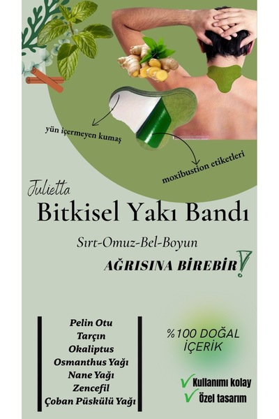 Julietta Sırt, Omuz, Bel, Boyun, Fıtık Için Bitkisel Isıtmalı Fizik Tedavi Yakı Bandı (3 ADET)