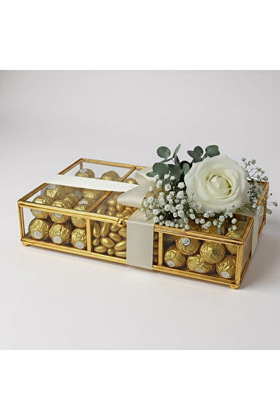 kavlen gümüş Gold Kapaklı Cam Kutu