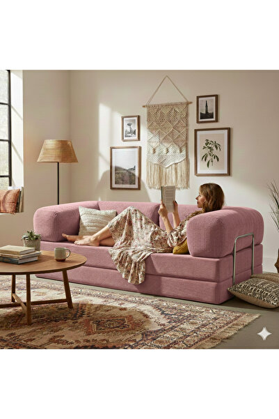 DECHOME Meganest 200x100 Modern Fitilli Kadife Kanepe| Yatak Olabilen, Dayanı...