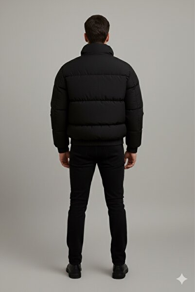 FASHION Ανδρικό μαύρο παλτό με λεπτή εφαρμογή