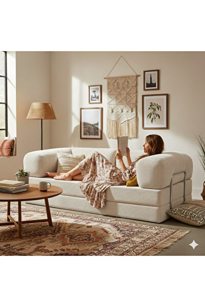 DECHOME Fitilli Kadife Yataklı Kanepe | Geniş Model, Kolay Kurulum MegaNest