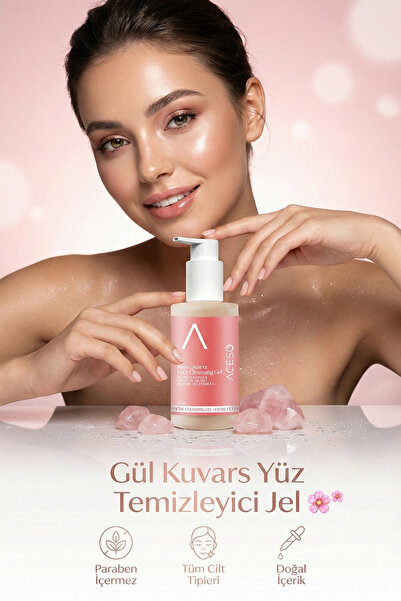 Aceso Cosmetics Gül Kuvars Yüz Temizleme Jeli 200 ml | Tüm Cilt Tipleri