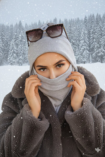 Aişe tesettür Gray Soft Masked Beret