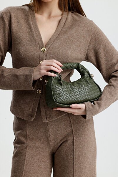 Çantacımstore Women's Mini Joli Braided Handbag Khaki