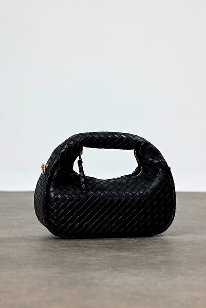 Çantacımstore Women's Mini Clutch Braided Handbag Black 911