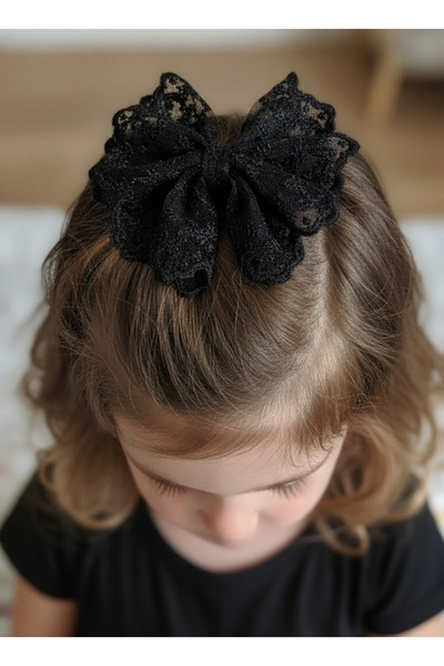 Toka Delisi Siyah Tül Fiyonk Toka, El Yapımı Özel Tasarım Çocuk Pens Toka