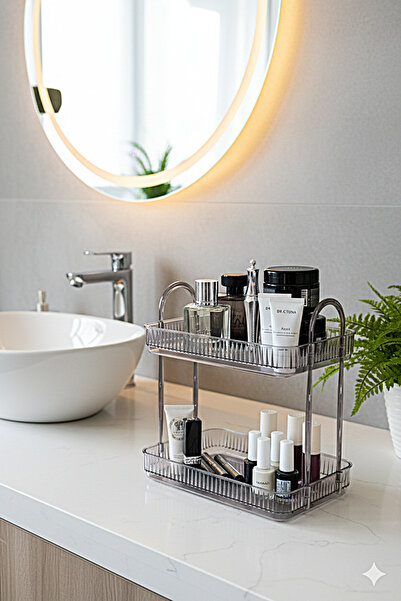 UNIQUE ME 2 Tier Bathroom Organizer Organizer Bathroom Shelf Stone