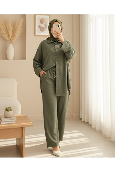 Modamorfo Shirt Pants Double Velvet Suit - Khaki