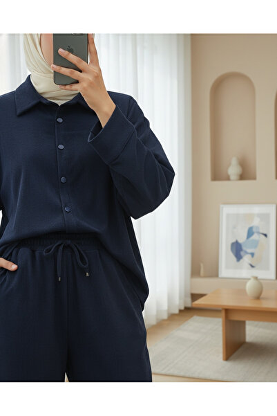 Modamorfo Shirt Pants Double Velvet Suit - Navy