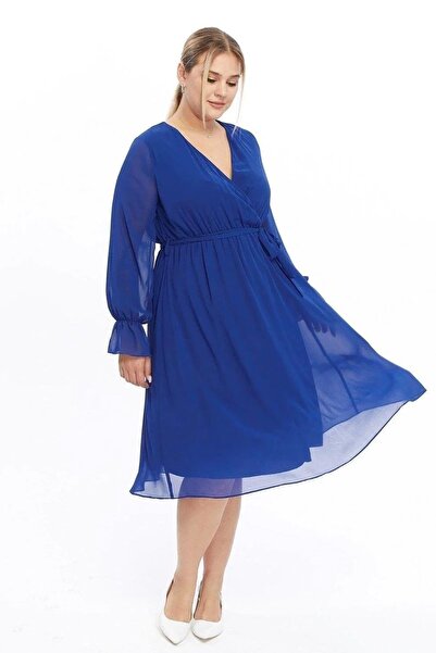 Apsen Collection Apsen Women's Cobalt Double-Breasted Belted Plus Size Long S...