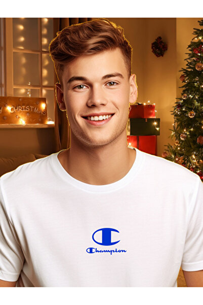 Free Tarz Λευκό μπλουζάκι Champion με τύπωμα Blue New Design