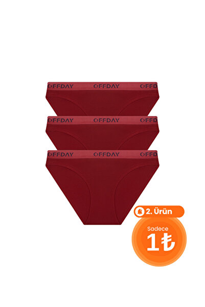 Essential Kadın Slip 3'lü Bordo – Modal Pamuk, Doğal Yapı, Esnek Ve Terletmez, Kutulu