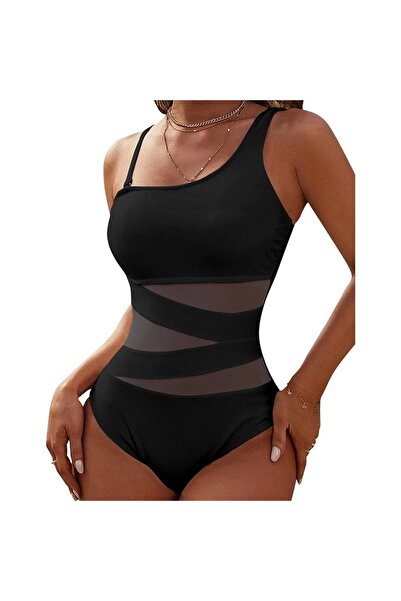 EZRA Gathering Μαύρο τούλι Λεπτομερές γυναικείο ολόσωμο ολόσωμο μαγιό Gathering