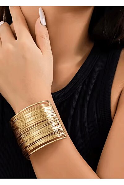 MODAMİRA AKSESUAR Çok Katmanlı Sarma Tel Tasarım Kelepçe Bileklik | Ayarlanab...