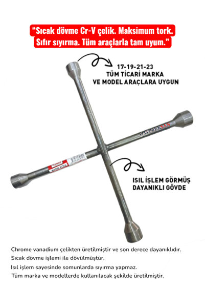 OTOMEKSAN 4 Kollu Bijon Anahtarı 17-19-21-23 mm “Gücüyle Fark Yaratan 1. Sını...