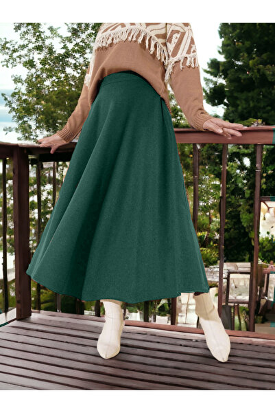 Modamorfo Zippered Cashmere Bell Skirt - Emerald