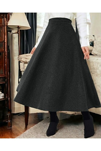 Modamorfo Zippered Cashmere Bell Skirt - Smoked