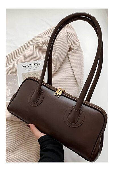 Marvelis Geantă de damă Meva cu fermoar dublu, maro amar, baguette EL și cu m...