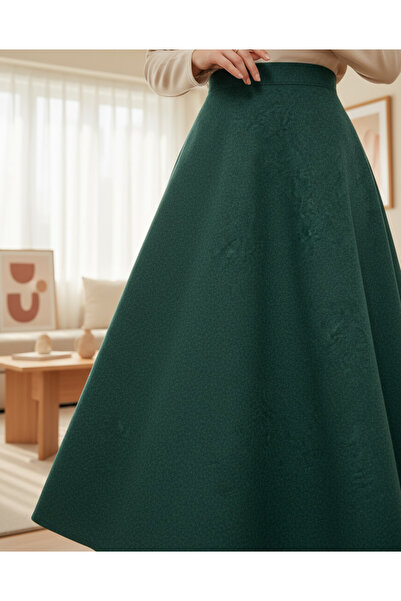 Modamorfo Zippered Cashmere Bell Skirt - Emerald