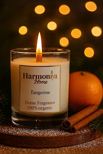 Harmoniya Home Mandalina Kokulu Mum Kokulu Bardak Mum Doğal Soya Wax