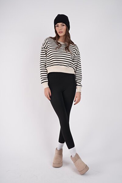 BiavSi Şardonlu Kalın Kışlık İçi Polarlı Yüksek Bel Toparlayıcı Tayt