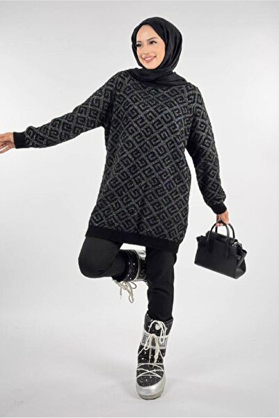 TRENDTESETTÜR Women's Black Patterned Tunic t 62381