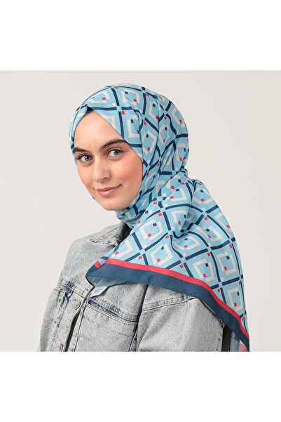 ipekistanbul Şal din mătase din bumbac - model nou diamant - albastru baby