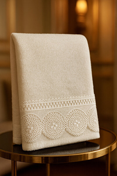 Çeyiz Bahçesi Кадифена кърпа за ръце Ahu 50&90 крем