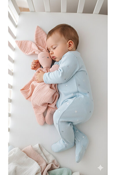 O&G Collection Sevimli Tavşan Pudra %100 Pamuklu 8 Katlı Müslin Uyku Arkadaşı...