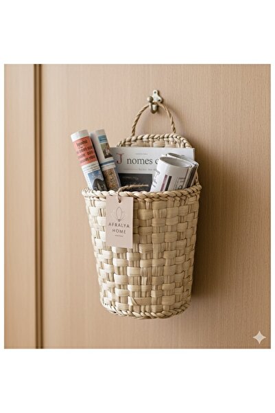 afralya home Wooden Wicker - Mailbox, Wall Flower Pot, Newspaper Bookshelf and Decorative Basket
