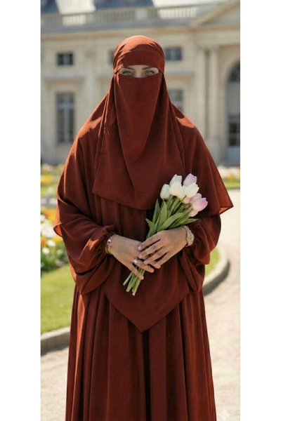 Atelier Cheval Medina Silk Souffle Dress Veil Set, Hajj Umrah Women's Ferace Set, Hijab Dress Set (3 Pieces)