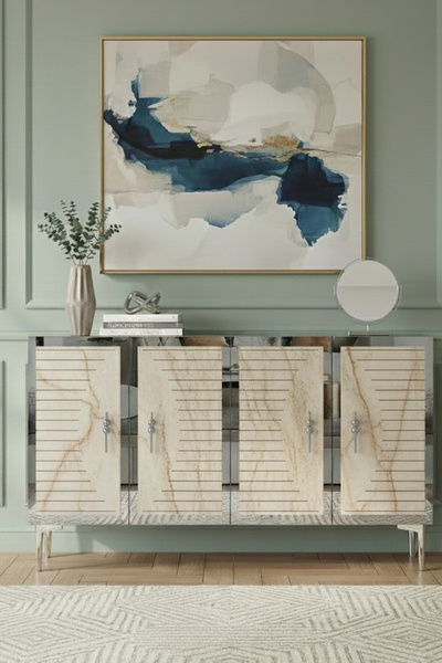 CENEYRA KA1207BTS TUNA120 KONSOL, KAHVE KÖŞESİ ve TV SEHPASI BEYAZ-TRAVERTEN ...