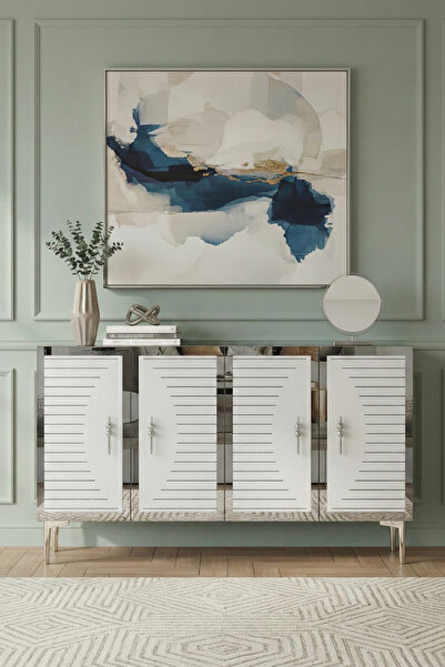 CENEYRA KA1207BS TUNA120 KONSOL, KAHVE KÖŞESİ ve TV SEHPASI BEYAZ-SILVER 120cm