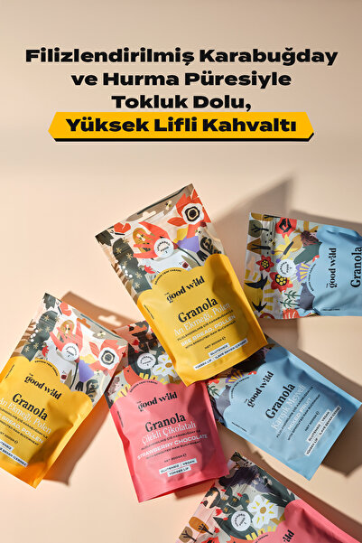 THE GOOD WİLD Granola Karma Paket | Glutensiz Atıştırmalık | Yüksek Lif | Kurutulmuş Çilek | 5 x 300 Gr