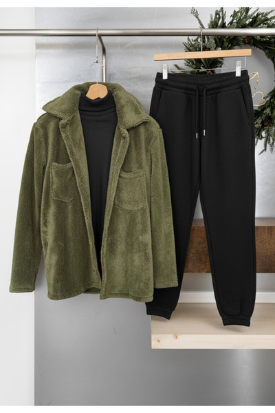 Fifty Color Λούτρινο μπουφάν και παντελόνι παντελόνι - Περιλαμβάνει κουμπιά και φούτερ