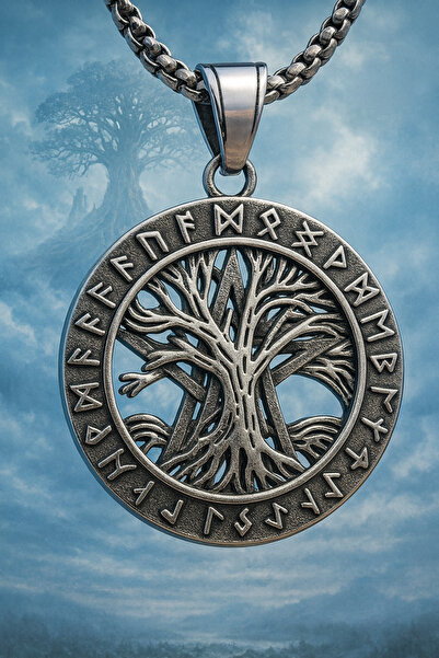 voyageaccessory Stainless Steel Viking Yggdrasil Tree of Life Rune Necklace