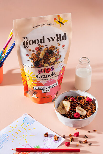 THE GOOD WİLD Kids Granola | Glutensiz Atıştırmalık | Yulaf Ezmesi | Kurutulmuş Meyve | Vegan | 250 Gr