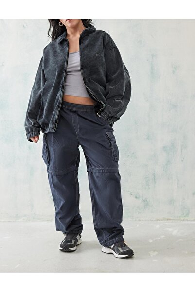 september island Washed Black Unlined Velvet Bomber College Coat Jacket