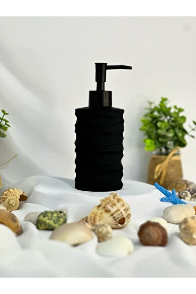 aden glass Tezgah Üstü Seramik Sıvı Sabunluk Siyah Renk 400Ml