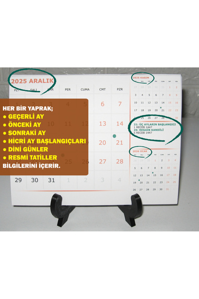 limitsizalisveris Aralık 2025 - Aralık 2026 Yılı Masa Takvimi 13 Yaprak Hicri...