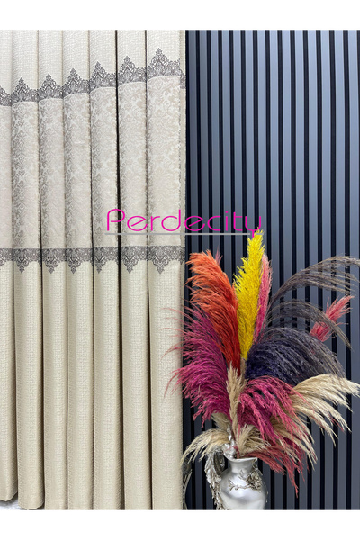 PERDECITY Damaks Pattern Background Curtain 100cm Suitable for Each Room 1X3 Tight Pleats