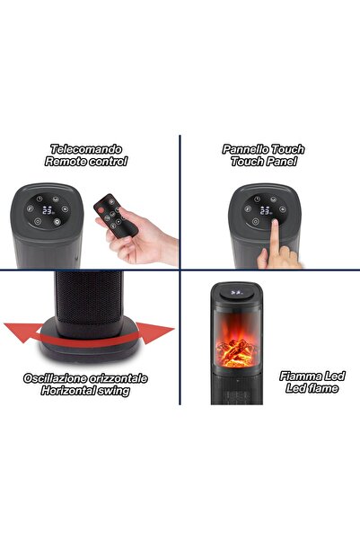 Generic Tower Space Heater, 2000W Electric Space Heater, Thermostat & 2 Modes, 70° Oscillation, 8H Timer,