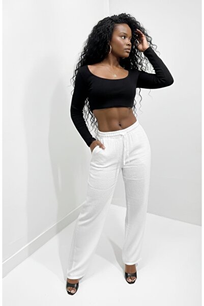 blayn jeans Women's Pocketed Lace-Up Loose Baggy Pants