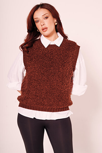 ALOFA Teddy Kumaş Sıfır Yaka Süveter