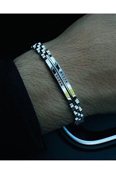 onse High Quality Steel Cord Model Men's Silver Bracelet