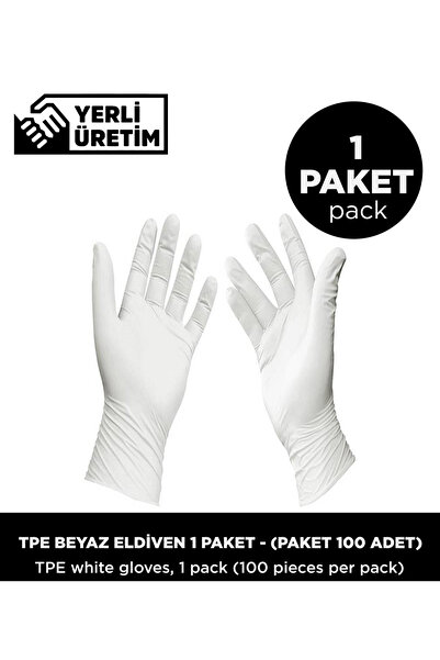 Sepet Doldur Tpe Beyaz Eldiven 1 Paket - (Paket 100 Adet)